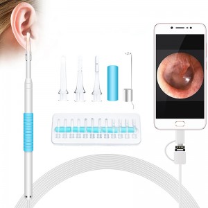 Otoscope 3 in 1 Borescope Inspection Ear Wax Remover Tool 720P Vattentät kamera med 6 justerbar LED Kompatibel med Android och iOS