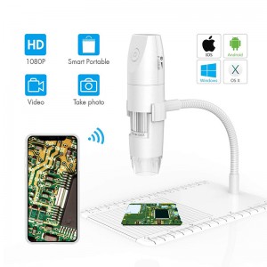 WiFi-mikroskop 50X till 1000X trådlöst digitalt mikroskop, flexibelt armobservationsstativ med 1080P HD 2.0 MP 8 LED-kamera, Mini handhållet mikroskop för Android iOS PC